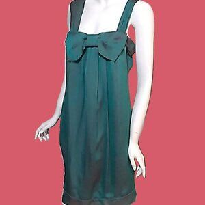 NWT | C.C COUTURE | M,Bust 36"  large bow,  Silk Satin translucent green colors